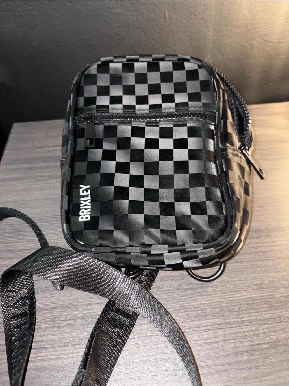 Brixley Shadow Checkered Crossbody Sling Bag Black - Picture 2 of 6